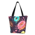 thumbnail image 1 of Easygdp Donuts1 Stylish Canvas Handbag Shoulder Tote Bag, Shopping Bag with Zip, Suitable for Buying Groceries, Office, Fitness, 1 of 9