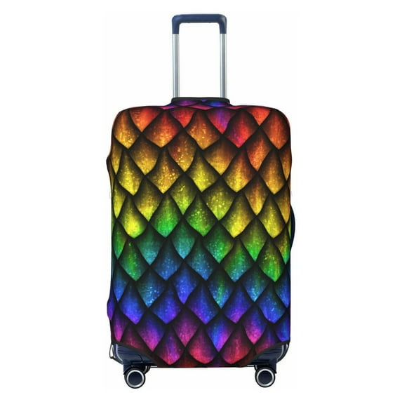 Easygdp Dragon Scales Print Elastic and Washable Suitcase Protective Cover with Hidden Zipper Fits 18-32 inch Luggage -Small