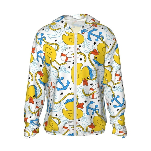 Easygdp Ducks and Anchors Lightweight Long Sleeve Sun Shirt Sports long-Sleeved Sun Protective Clothing, Quick Drying Breathable - X-Large