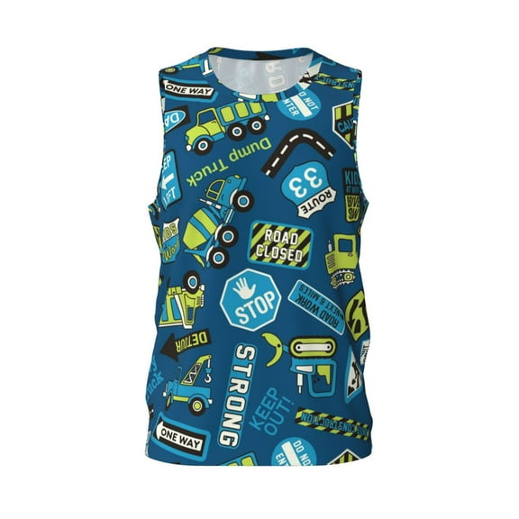 Easygdp Dump Truck Men's Mesh Basketball Jersey Quick Drying Sleeveless Shirts Fitted Muscle Tank Tops Sport Round Neck T-Shirt - Medium