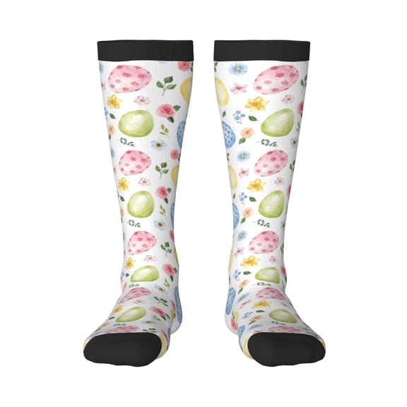 Easygdp Easter Egg3 Soccer Socks Sport Knee High Socks Calf Compression Athletic Socks for Men and Women