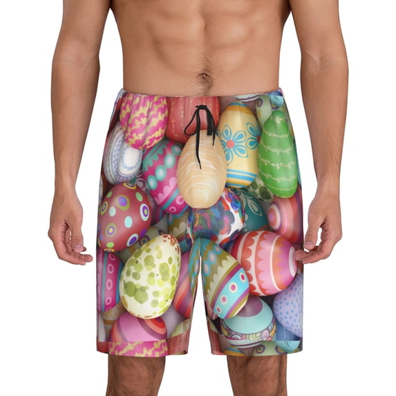 Easygdp Easter Eggs Men's Short Pajama Pants, Sleep Shorts, Household Pants, Casual Pants with Pockets - Medium