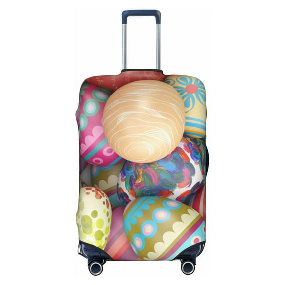 Easygdp Easter Eggs Print Elastic and Washable Suitcase Protective Cover with Hidden Zipper Fits 18-32 inch Luggage -X-Large