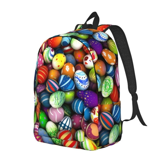 Easygdp Easter Eggs2 Durable Canvas Laptop Backpack,Water-Resistant,Adjustable Shoulder Strap,Large Capacity,Lightweight,Fits 15-17in Laptops for School, Work, Travel-Small