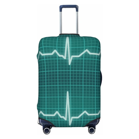 Easygdp ECG Wave Print Elastic and Washable Suitcase Protective Cover with Hidden Zipper Fits 18-32 inch Luggage -Large
