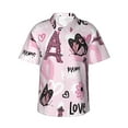 thumbnail image 1 of Easygdp Eiffel Tower and Butterflies Men's Hawaiian Shirts Print Lapel Short Sleeve for Beach, vacation, party, casual occasions - Medium, 1 of 9