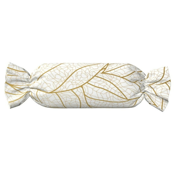 Easygdp Elegant Gold Leaf Pattern Candy Pillow Cylindrical Pillows Sofa Pillow Neck Hand Support Pillows Lumbar Pillows Including Insert