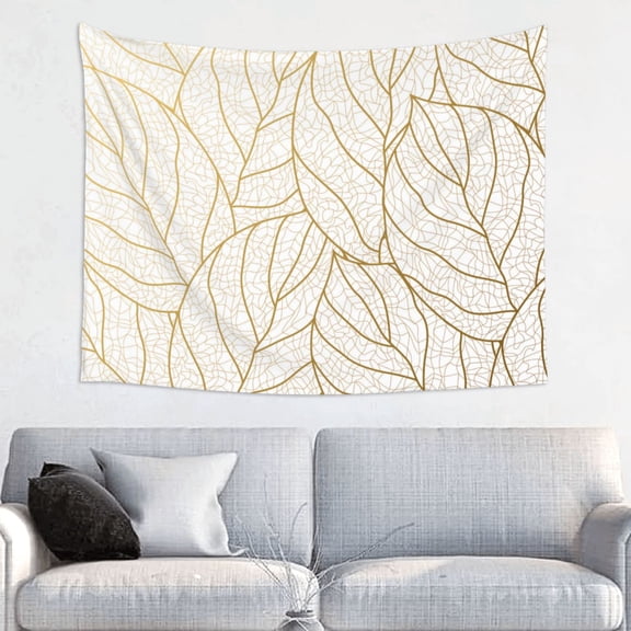 Easygdp Elegant Gold Leaf Pattern Tapestrys Boutique Decor Wall Hanging for Living Room Bedroom Office Decor 29x37in