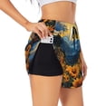thumbnail image 1 of Easygdp Elegant Sunset Sunflower for Women's Athletic Shorts - High-Waist, Quick-Dry Workout Shorts with Pockets, Ideal for Running, Yoga, and Training-Small, 1 of 7