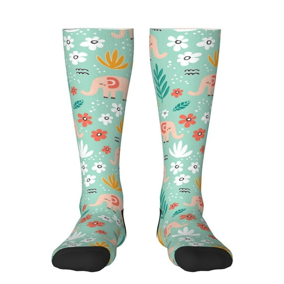 Easygdp Elephant And Flowers Fashionable Adult Sockings&Sports Sockings&Breathable Sockings, Non-Pilling,Contrasting Color Design