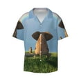 thumbnail image 1 of Easygdp Elephant Dog Men's Casual Short-sleeved Shirt with Pocket and Button Suitable for Beach Vacation Leisure - X-Large, 1 of 7