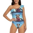 thumbnail image 1 of Easygdp Elephant Sits Women's One Shoulder Ruffle Monokini Bathing Suits with Removable Chest Pad, Quick Drying - Medium, 1 of 8