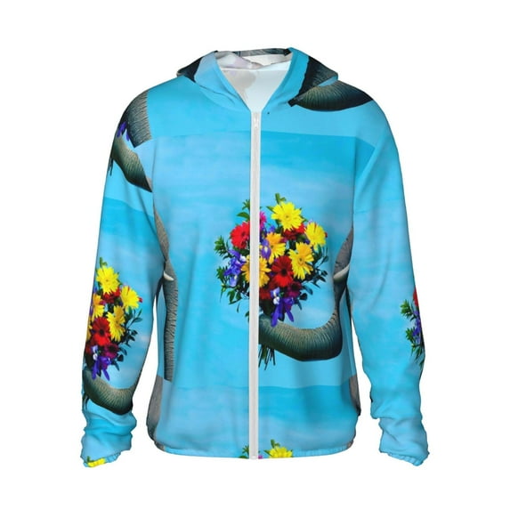 Easygdp Elephant Trunk Couple Flowers Lightweight Long Sleeve Sun Shirt Sports long-Sleeved Sun Protective Clothing, Quick Drying Breathable - Medium