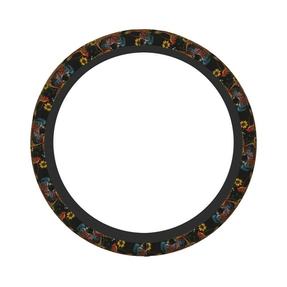 Easygdp Embroidery Chicken Rooster Elastic Steering Wheel Cover, Auto Accessories, Fit Suvs, Vans,Cars, Trucks -15 inch