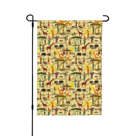 Easygdp Ethnic African Garden Flag Yard Flag Welcome Flag, Double-Sided, Weather Resistant for Outdoor Decor - 28"x40"