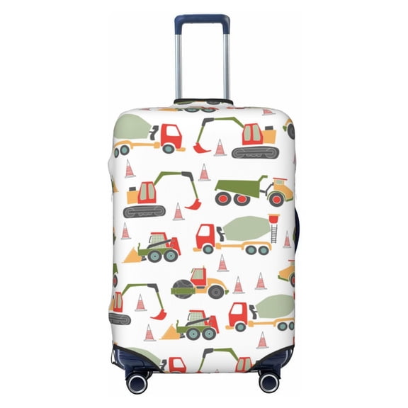 Easygdp Excavator Double-Sided Printed Elastic Suitcase Protective Cover,Invisible Zipper, Business Trip Luggage Cases,Washable And Resistant To Falling -Small
