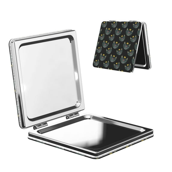 Easygdp Faces Of The Cat Travel Makeup Mirror, 2X Magnifying Mirror 2-Sided Travel Essential Mirror, Magnetic Portable Mirror-Square