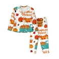 thumbnail image 1 of Easygdp Fall Pumpkins Women's Long-Sleeve Shirt and Full-Length Bottom Pajama Set,Two Piece Loungewear Soft Pajama Top and Pants Pjs Sleepwear-Small, 1 of 7