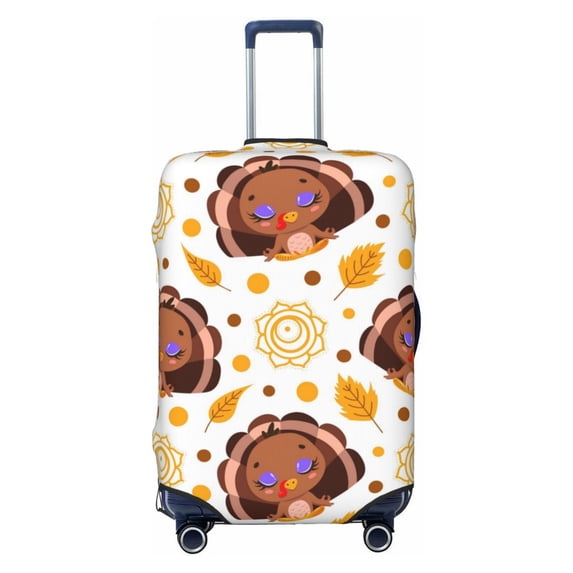 Easygdp Fall Turkey Double-Sided Printed Elastic Suitcase Protective Cover,Invisible Zipper, Business Trip Luggage Cases,Washable And Resistant To Falling -Large