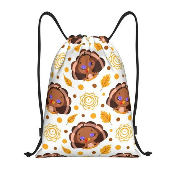 Easygdp Fall Turkey Drawstring Backpack, Beach Sackpack, Travel Sackpack Lightweight for Sports, Gym, Travel, Swimming - Medium