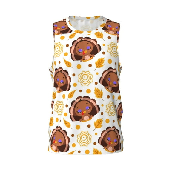 Easygdp Fall Turkey Men's Mesh Basketball Jersey Quick Drying Sleeveless Shirts Fitted Muscle Tank Tops Sport Round Neck T-Shirt - 3X-Large