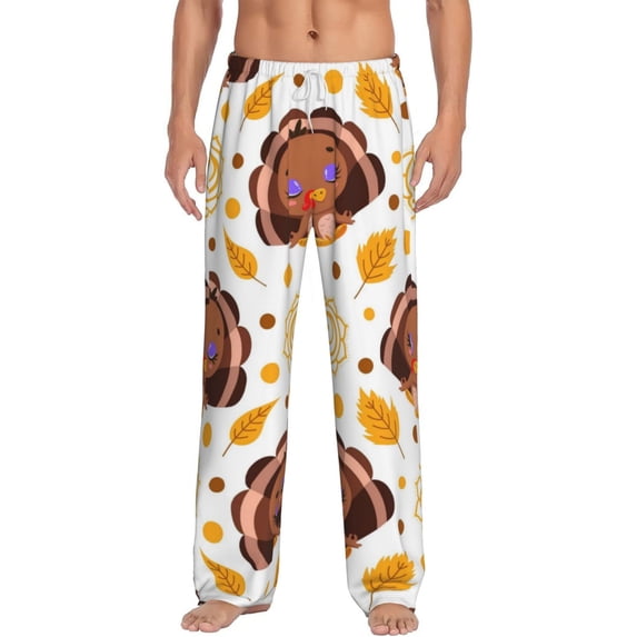 Easygdp Fall Turkey Men's Pajama Pant, Sleep Elastic Waistband Lounge Pants - XX-Large