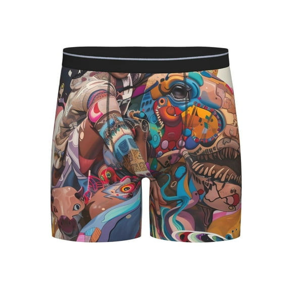 Easygdp Fantasy Colorful Beast Men's Boxer Briefs Men’s Underwear Boxer Briefs for Men
