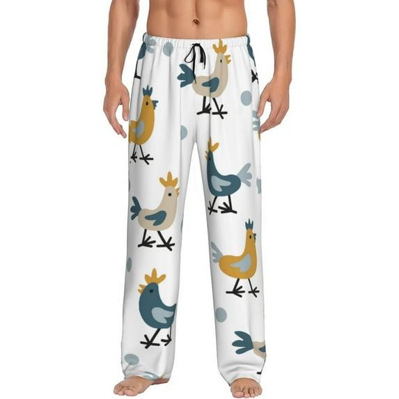 Easygdp Farm Roosters Men's Pajama Pant, Sleep Elastic Waistband Lounge Pants - X-Large