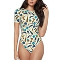 thumbnail image 1 of Easygdp Fathers day Women's One-Piece Swimsuit Slim Fit Crew Neck Bodysuit Athletic Swimwear with Concealed Buckle - X-Large, 1 of 9
