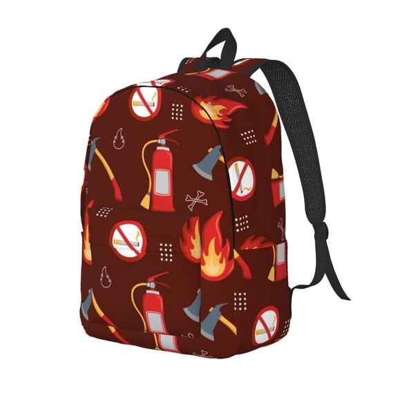Easygdp Fire Extinguisher Durable Canvas Laptop Backpack,Water-Resistant,Adjustable Shoulder Strap,Large Capacity,Lightweight,Fits 15-17in Laptops for School, Work, Travel-Small