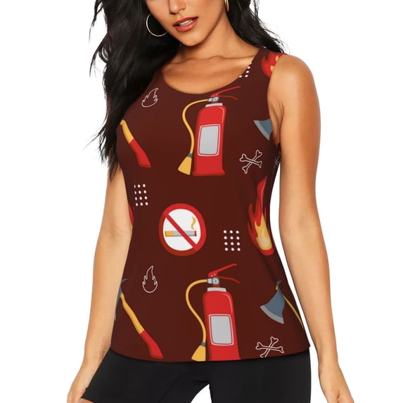 Easygdp Fire Extinguisher Women's Workout Tank Top, Running Top, Hiking Shirt, Quick-Dry for Running, Yoga, Hiking - XX-Large
