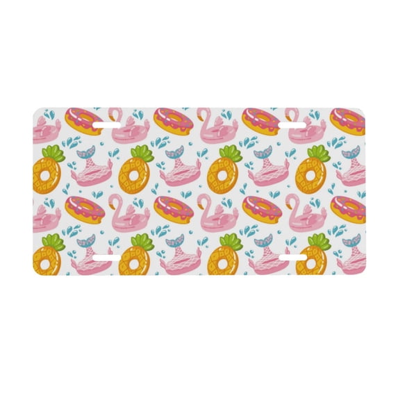 Easygdp Flamingo And Pineapple License Plate Car Front License Plate Car Decoration Car Accessories Front Tag Plate Standard Size