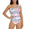 thumbnail image 1 of Easygdp Flamingo1 Women's One Shoulder Ruffle Monokini Bathing Suits with Removable Chest Pad, Quick Drying - XX-Large, 1 of 8