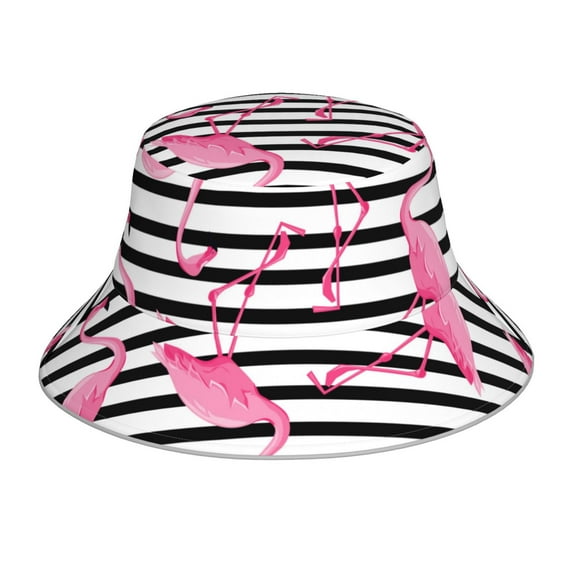 Easygdp Flamingos Double-Sided Reflective Fisherman Hat,Sun Visor,Casual Hat,Fluorescent Hat,Suitable For Outdoor And Night Walking,Unisex