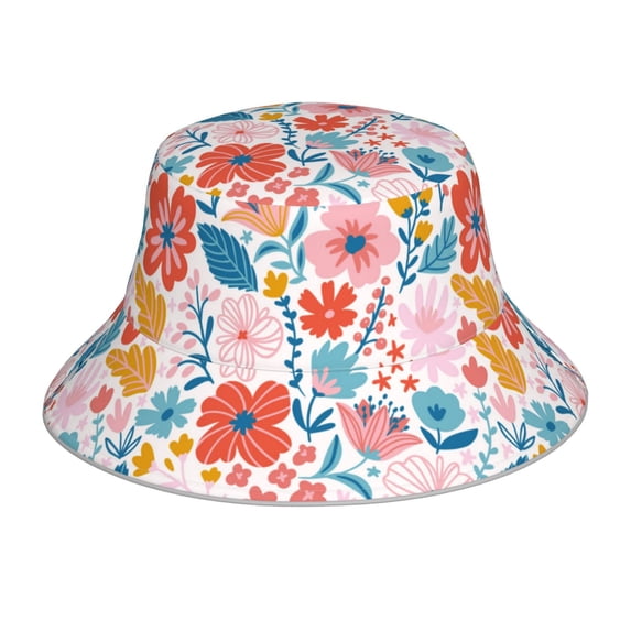 Easygdp Floral Ditsy Double-Sided Reflective Fisherman Hat,Sun Visor,Casual Hat,Fluorescent Hat,Suitable For Outdoor And Night Walking,Unisex