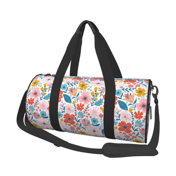Easygdp Floral Ditsy Travel Bag, Camping, Weekend, Carry On Overnight Duffel Bag with Shoulder Strap