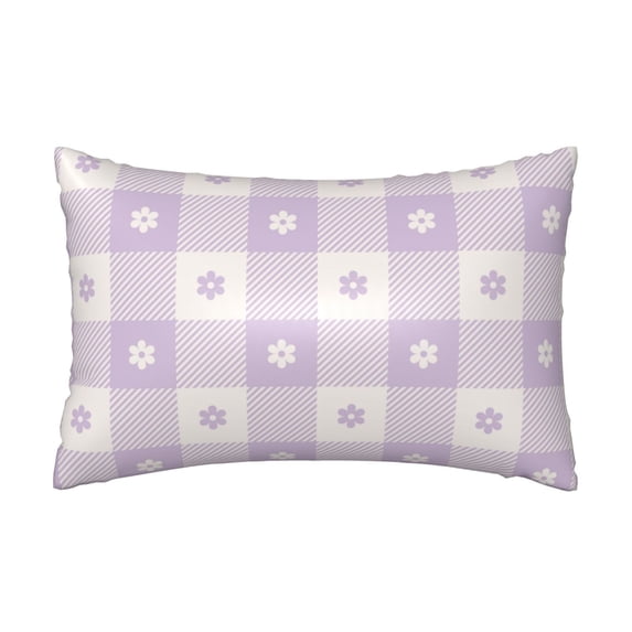 Easygdp Floral Purple Buffalo Plaid Pillowcase 20×30 inches, Throw Pillowcase with Invisible Zipper for Bedroom, Sofa, Office