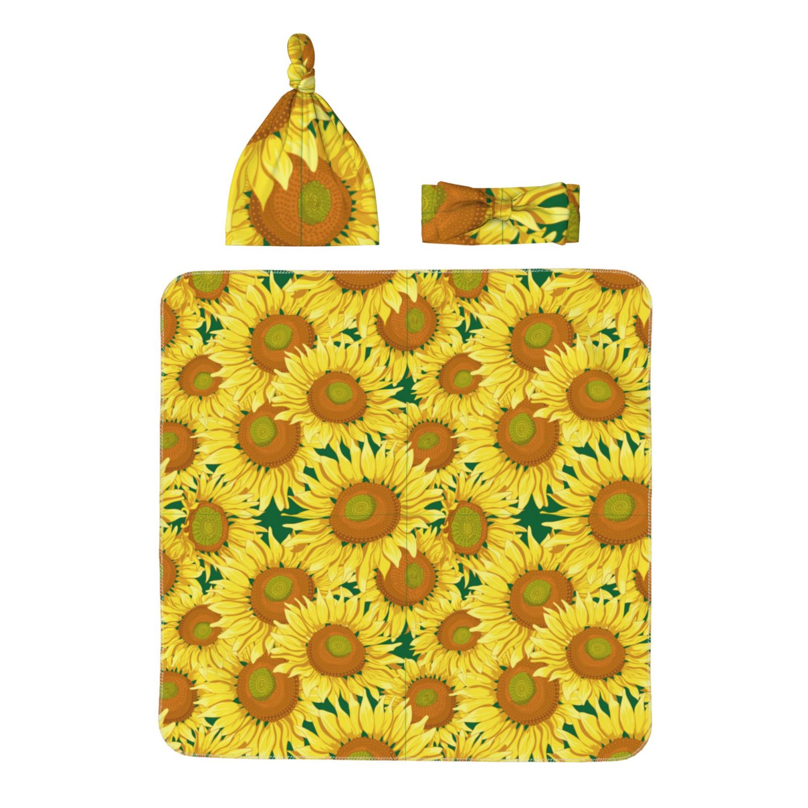 Easygdp Floral Sunflowers Baby Newborn Receiving Blanket with Matching