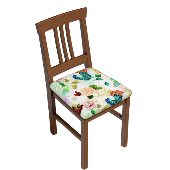 Easygdp Floral Vintage Square Chair Cushion Cover Stretch Chair Seat Covers Removable Washable for Hotel, Bedroom, Office