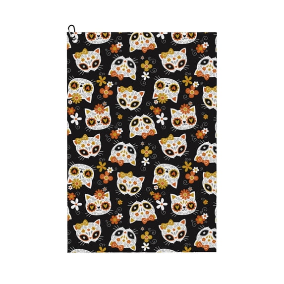 Easygdp Flower Fox Golf Towel 24x16in for Men and Women with Carabiner Clip for Easy Attachment