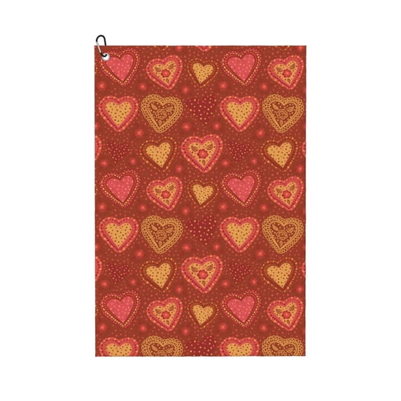 Easygdp Flower Hearts Golf Towel 24x16in for Men and Women with Carabiner Clip for Easy Attachment