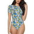 thumbnail image 1 of Easygdp Flower and Sail Boat Women's One-Piece Swimsuit Slim Fit Crew Neck Bodysuit Athletic Swimwear with Concealed Buckle - X-Large, 1 of 9