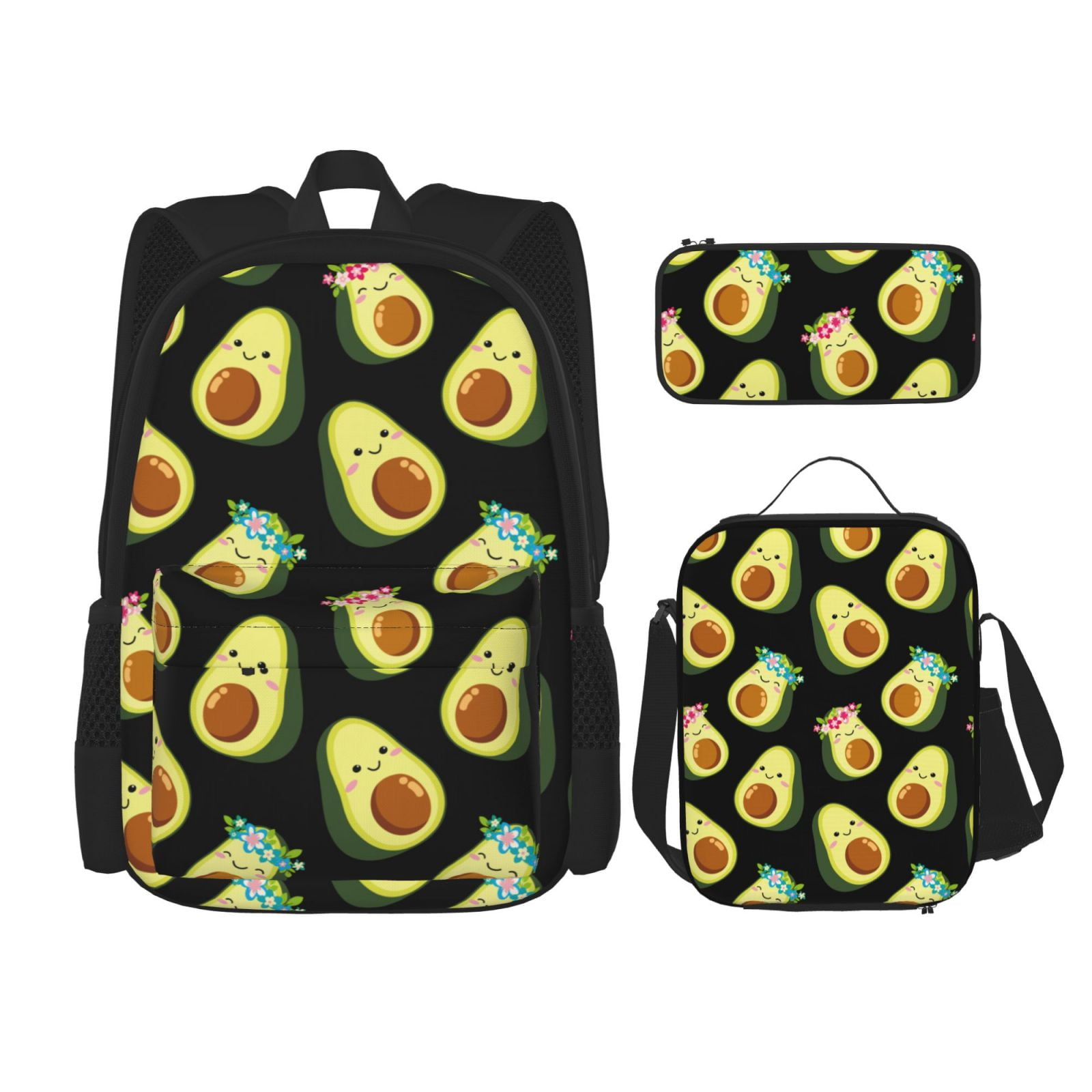 Easygdp Flowers Avocado Backpack for Boys and Girls with Lunch Box ...