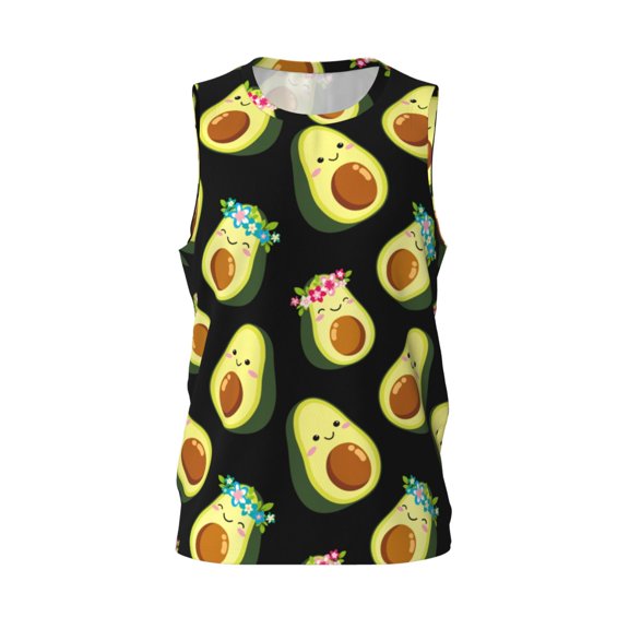 Easygdp Flowers Avocado Men's Mesh Basketball Jersey Quick Drying Sleeveless Shirts Fitted Muscle Tank Tops Sport Round Neck T-Shirt - Large