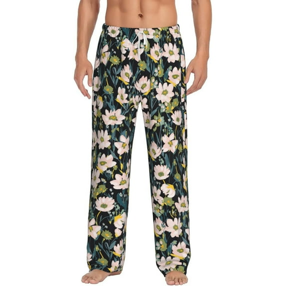 Easygdp Flowers Men's Pajama Pant, Sleep Elastic Waistband Lounge Pants - X-Large