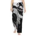 thumbnail image 1 of Easygdp Fluid Black White Paint Swirls Women's Drawstring Pajama Pants | Lounge Joggers Sweatpants | Comfy Sleepwear | Yoga Pants-, 1 of 6