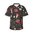 thumbnail image 1 of Easygdp Fly Agaric and Flowers Men's Hawaiian Shirts Print Lapel Short Sleeve for Beach, vacation, party, casual occasions - Medium, 1 of 9