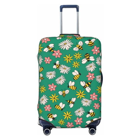Easygdp Flying Bees Print Elastic and Washable Suitcase Protective Cover with Hidden Zipper Fits 18-32 inch Luggage -Large