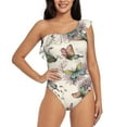 thumbnail image 1 of Easygdp Flying Butterflies-1 Women's One Shoulder Ruffle Monokini Bathing Suits with Removable Chest Pad, Quick Drying - Medium, 1 of 8