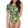 thumbnail image 1 of Easygdp Football Doodle Women's One-Piece Swimsuit Slim Fit Crew Neck Bodysuit Athletic Swimwear with Concealed Buckle - Medium, 1 of 9